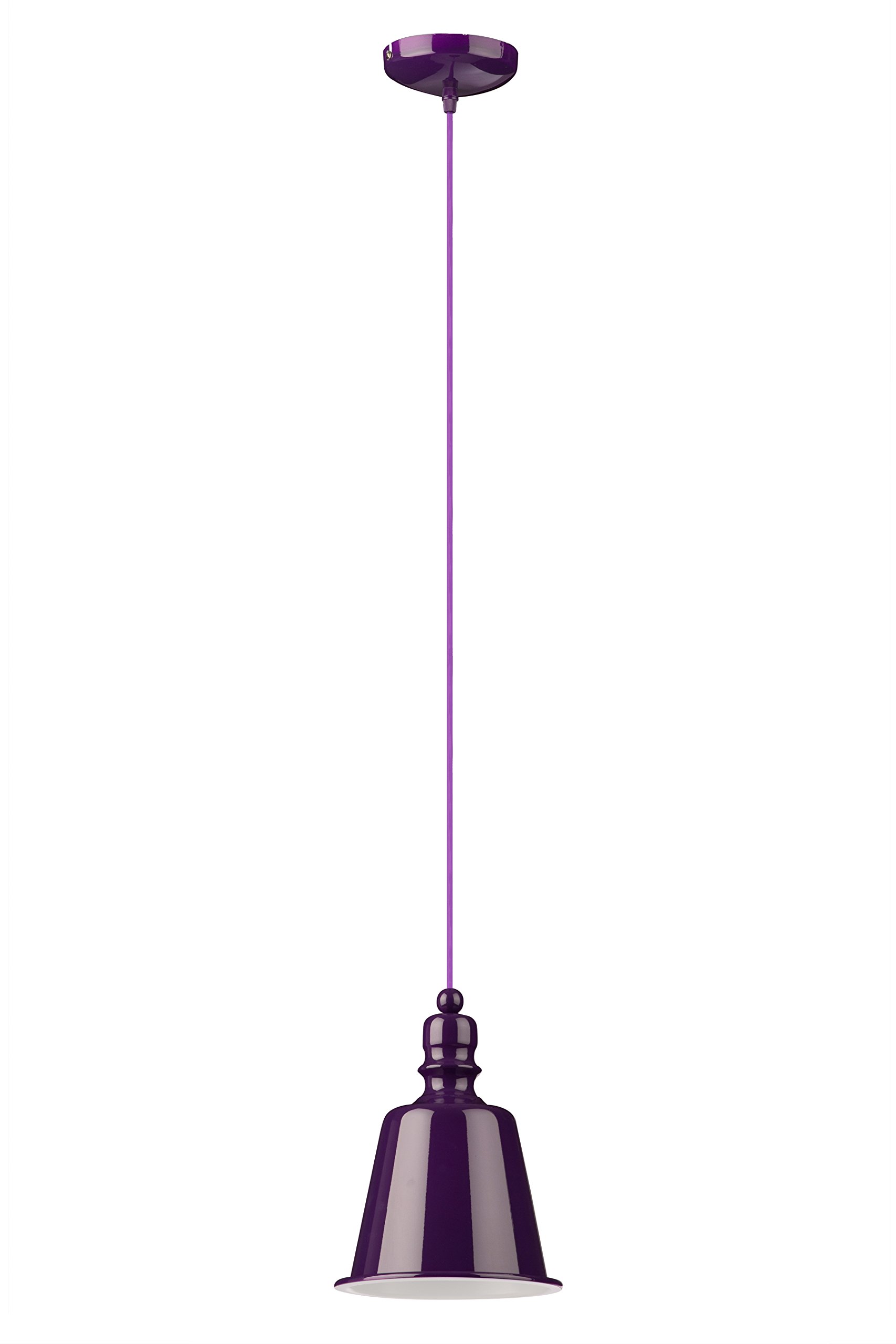 Premier Housewares E27 Edison Screw Pagoda Pendant Light, 60 W - Purple