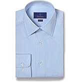 David Donahue Men's Trim Fit Blue & White Fine Stripe Dress Shirt