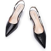 C.Paravano Kitten Heels for Women | Low Heel | Slingback Heels for Women | Pointed Pumps Shoes | Closed Toe Sandals