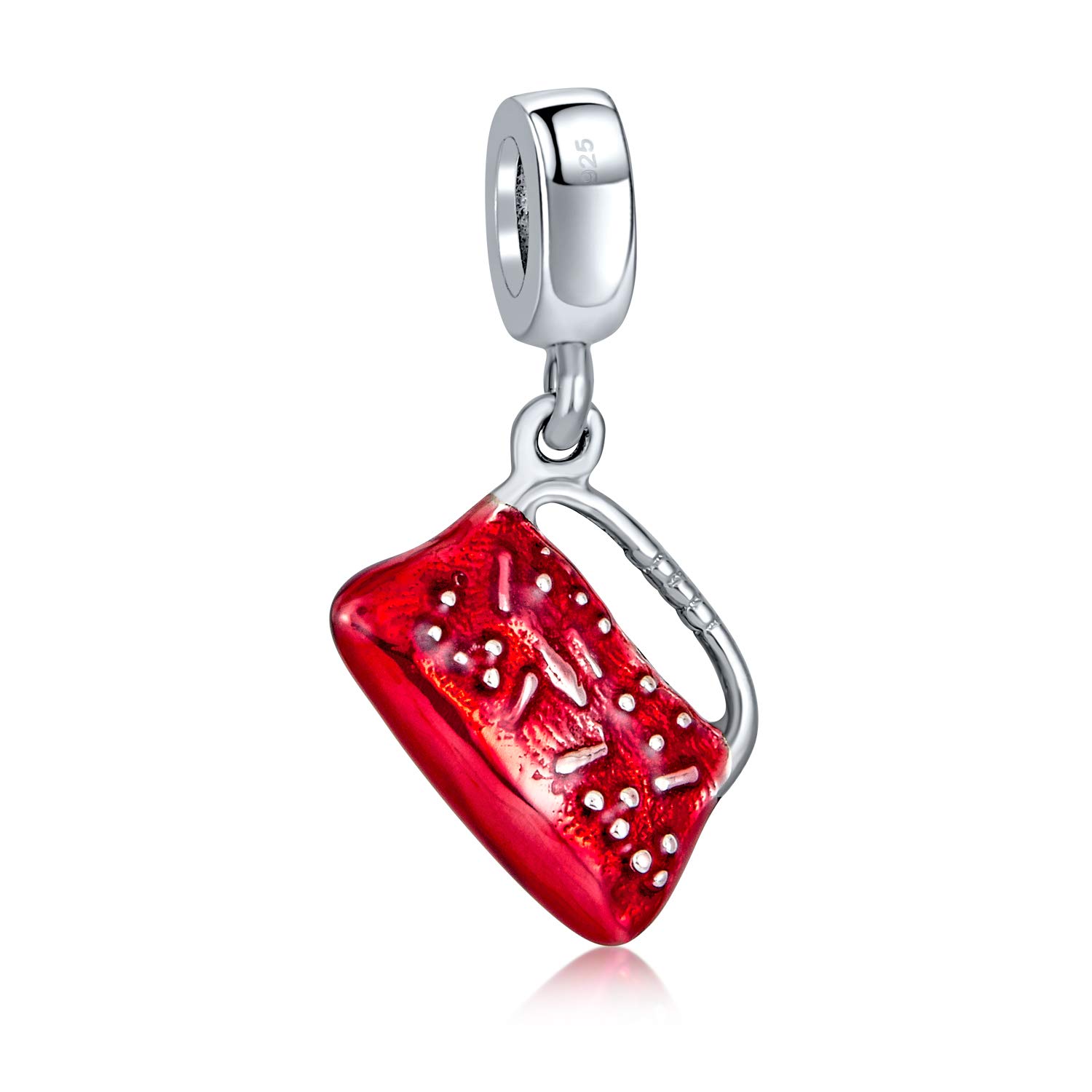 Bling Jewelry Dangle Red Clutch Purse Pocketbook Hand Bag Charm Bead For Women Teen .925 Sterling Silver Fits European Bracelet