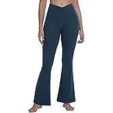 MathCat Women's Flare Yoga Pants Bootcut with Pockets, High Waisted V Crossover Workout Leggings for Yoga, Gym, Lounge