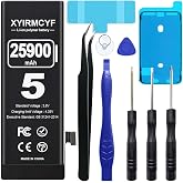 XYIRMCYF 25900mAh Super Capacity Battery Compatible with iPhone 5/5G, 0 Cycle Li-Polymer Replacement Battery for iPhone 5/5G, with Professional Repair Tool Kit