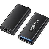REXUS USB A Female to USB C Female Adapter[2 Pack], Maximum 100W Quick Charge and 10Gb High-Speed Data Transmission, Type C Adapter for Laptop,Smartphone Compatible with iOS,Android(U31_FA2FC)