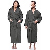 100% Cotton Shawl Collar Bathrobe for Women & Men – Terry Cloth, Lightweight Plush Long Spa & Hotel Luxury Robe