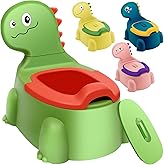 potty training toilet Potty Seat Baby Training Chair Boys Girls Toddler Dinosaur Comfortable children 1-5 years old Baby toilet Animal seat with lid back potty trainer (Green)