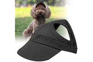 Pet Dog Sports Baseball Cap With Ear Holes - Cat Outdoor Sunbonnet, Fashionable Adjustable Stripe Summer Travel Hat (M-Black)
