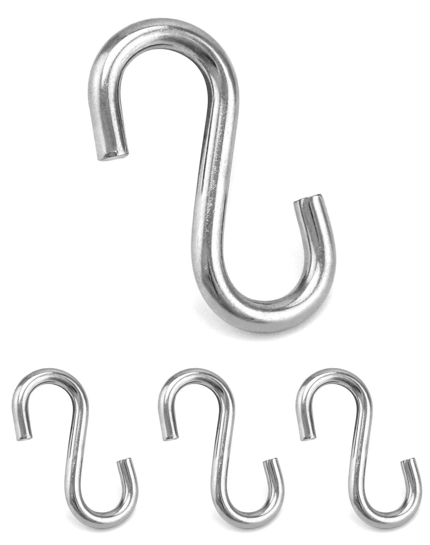 QWORK® 4 Pack Heavy Duty 304 Stainless Steel S Hook, Swing S Hook, Large S Hooks Up to 100kg