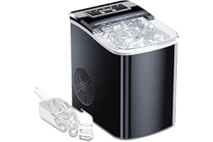 Zvoutte Portable Countertop Ice Maker Machine - Self-Cleaning Ice Makers with Ice Scoop and Basket, 9 Cubes in 8-10 mins, 26 