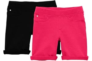 KIDPIK Shorts for Girls - 2 Pack Kids 5 Pocket Knit Bermuda Spring or Summer Shorts
