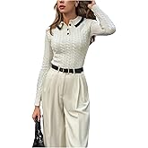 Verdusa Women's Business Casual Pullover Sweaters Button Up Collared Knit Tops