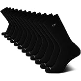 Calvin Klein Mens Crew Socks - 12 Pack Cushioned Breathable Athletic Performance Crew Socks for Men for Sports & Running