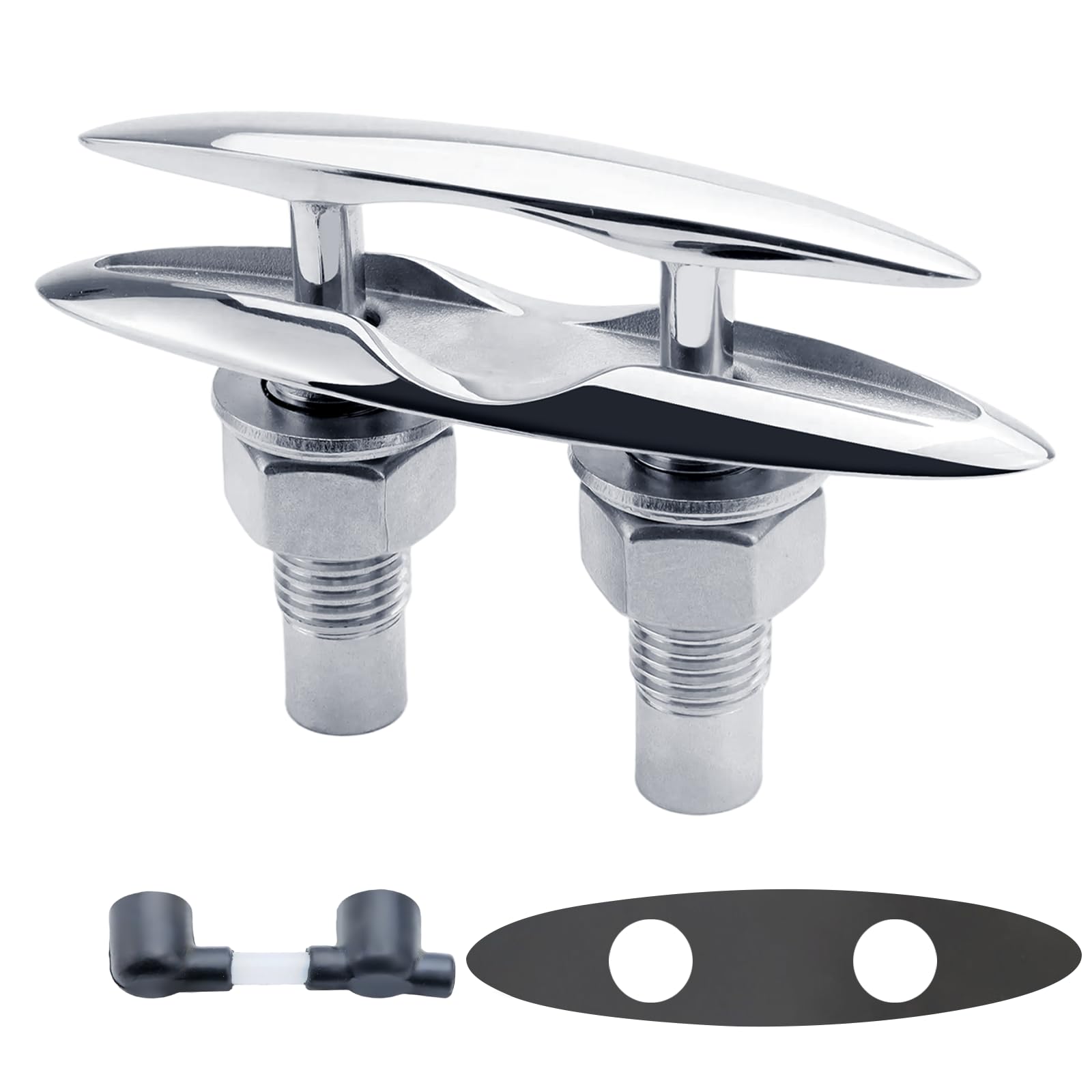 Photo 1 of YANYUCB Pull Up Boat Cleat,316 Stainless Steel Retractable Cleat with Back Plate and Lock Nuts(5 inch)