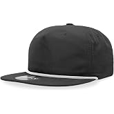 5 Panel High Profile Relaxed Cotton Blend Rope Hat, Black/White