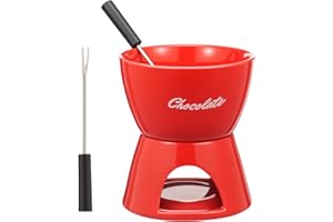 Sweet Cheese Fondue Set, Ceramic Cheese Fondue Sets with 2 Fork, Portable Butter Warmer, Perfect Valentine's Day Gift, Dishwa