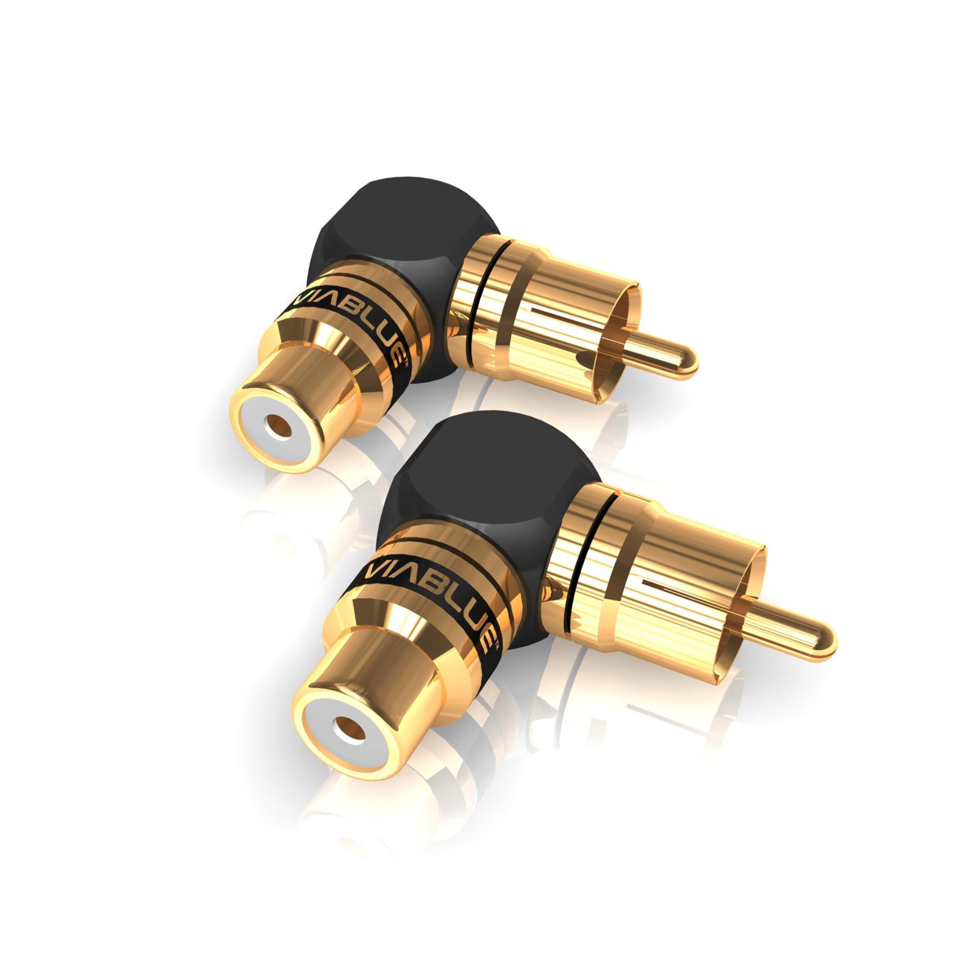VIABLUE XS CINCHADAPTER 90° S * 2 Stück Adapter * 24 Karat echtvergoldet