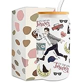 LONGXIN Twilight Merch Edward Movie Inspired Gift Iced Coffee Cup Edw Vampire Gift TV Show Inspired Gifts for Girls Vampire Lover Edward Bella Fans Movie Lovers 16oz Glass Cup with Lid and Straws