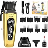 KEMEI Hair Clipper for Men 11500RPM Cordless with LED Display & USB-C Fast Charging, Professional Rechargeable Barber Clippers for Men, Barber/Home Adjustable Blade Hair Cutting Tools KM-90-4