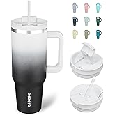 BJPKPK Insulated Tumblers With Handle And Straw 40 oz Stainless Steel Tumbler Cups With Lid,Day And Night