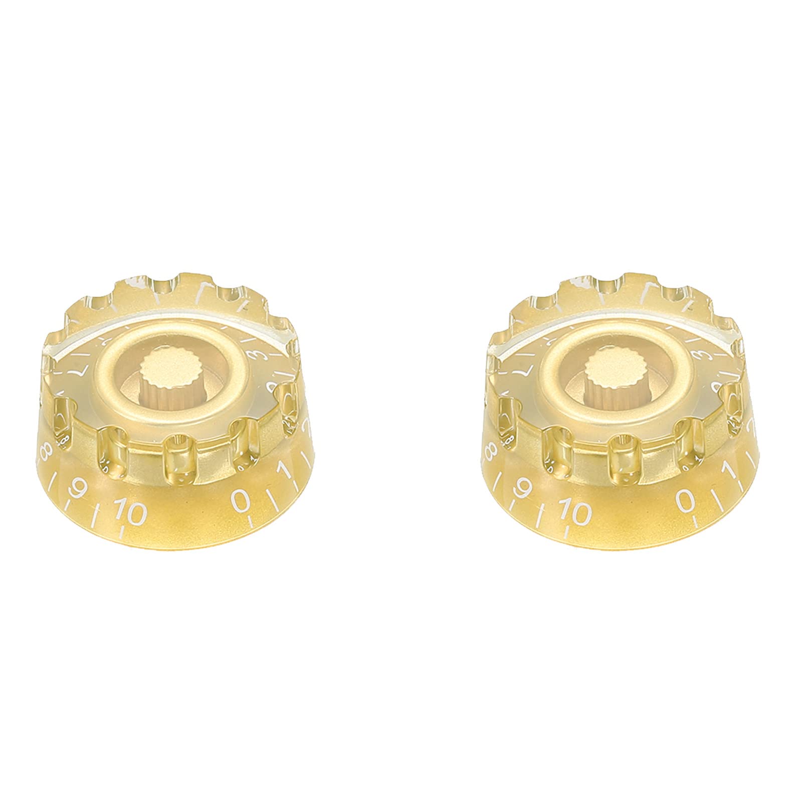 PATIKIL Notched Speed Knobs Speed Volume Tone Control Knobs 6mm/0.24" Gold for LP Style Electric Guitar Bass Musical Instrument Part Replacement Pack of 2