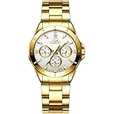 Avaner Women's Gold Wrist Watches: Stainless Steel Strap Analog Quartz Elegant Watches for Women Ladies