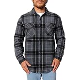Freedom Foundry Men's Plaid Fleece Jackets Super Plush Sherpa Lined Jacket Shirt (Charcoal Grey, Medium)