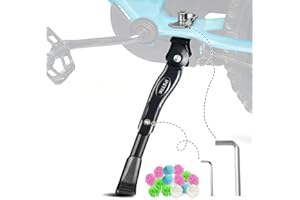 IPETRK Kickstand for Kids Bike for 16 18 20 Inch Adjustable Folding Center Mount Children's Bicycles Black Aluminium Alloy Bike Kick Stand Easy Install