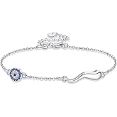 CUPENDA Evil Eye/Italian Horn Bracelet Sterling Silver Blue Evil Eye Bracelet Good Luck Jewelry for Women