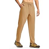 TBMPOY Mens Hiking Pants Lightweight Quick Dry 3 Pockets Travel Fishing Water-Resistant Athletic Workout Sweatpants Dark Khaki L