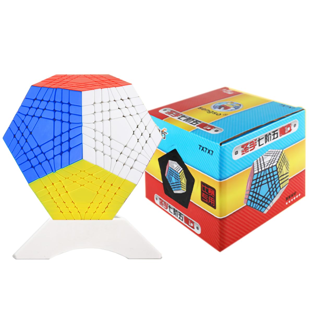 Shengshou 7x7x12 Megaminx Dodecahedron Block Puzzle 7x7 12 Surface Gigaminx twist magic puzzles Cube Stickerless Multicolour Toy with one cube stand