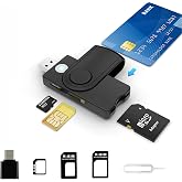 Aiyingmei CAC Smart Card Reader,DOD Military USB SIM/SD/TF/ID/IC Card Adapter USB C Sim Card Adapter Compatible with Windows, Linux/Unix, MacOS X (5 in 1)