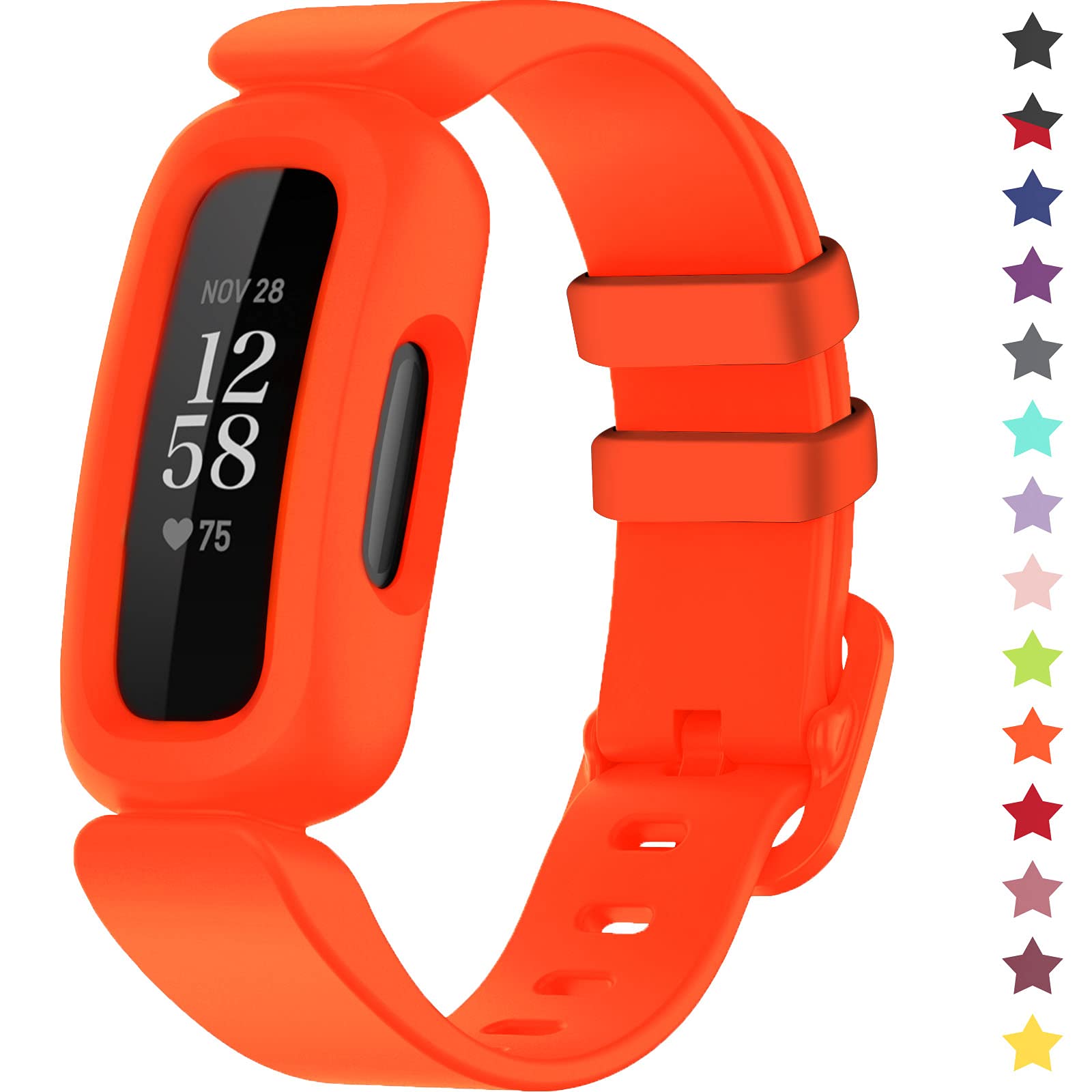 TopPerfekt Straps Compatible with Fitbit Ace 3 for Kids, Soft Silicone Waterproof Bracelet Accessories Sports Watch Strap Replacement for Fitbit Inspire 2/Ace 3 Boys Girls (OrangeRed)