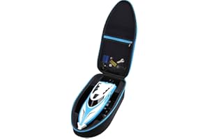 Aproca Hard Storage Travel Case, for Force1 Velocity H102 RC Boat/DEERC H120 RC Boat (Black-Blue Zipper)