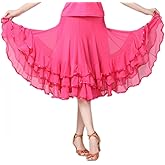 CISMARK Elegant Ballroom Dance Latin Flamenco Dance Skirt for Women