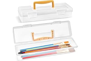 Vowcarol 2 Pack Paint Brush Case - Portable Long Brush Storage Box, Holder