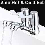 eTrademart 2pcs Bathroom Taps Pair 1/2 BSP Chrome Lever Separate Hot Cold view 7