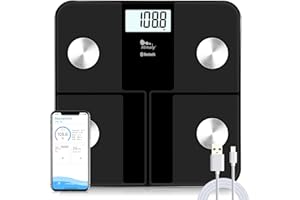 himaly Smart Rechargeable Body Fat Scale, Digital Bathroom Scale Bluetooth for Accurate BMI Body Fat Scale Muscle Mass Composition Monitor with App, 400 lbs