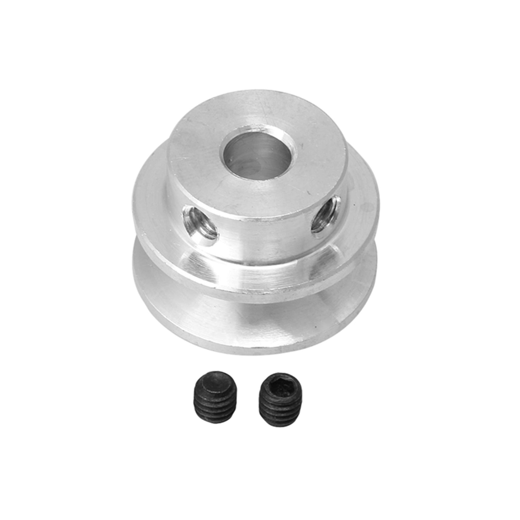 Homeswitch 22mm Dia 6mm Hole Dia Aluminum Alloy Single Step V-type Pulley for 3-5mm PU Round Belt DIY Drilling Accessory