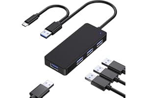 ZIYUETEK USB c hub and USB hub with 4 Port USB 3.0,USB Splitter multiport USB Port Expander, for Laptop MacBook, Mac Pro, Mac Mini, iMac, Surface Pro, XPS, PC, Flash Drive, Mobile HDD