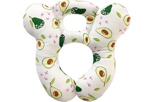 DEEZOMO Baby Travel Pillow,Soft and Skin Friendly Kids Cushion for Car Seat - Newborn Pillow for Pushchair,Car Seat,Travel (White Avocado)