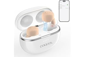 COQOOL Hearing Aids with Bluetooth, Rechargeable Hearing Aids for Seniors with Noise Cancelling, 16-Channels Invisible In-Ear Hearing Assist Devices with Fast Charging Case