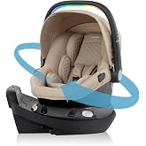 Evenflo Revolve180 LiteMax NXT Rotating Preemie and Infant Car Seat | w/ SensorySoothe, Green &amp; Gentle Fabric, SensorSafe, Rear-Facing Mode 3-30 lbs, Lighweight, Easy Install Base (Topaz)