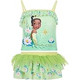 Disney Princess Girls UPF 50+ Tankini Top and Swim Skirt Swimsuit Set Toddler to Big Kid Sizes (2T - 10-12)