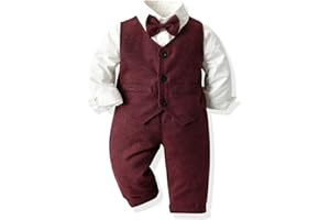 Volunboy Baby Boy Suit Toddler Formal Outfit Kids 3 Piece Vest Gentleman Clothes Long Sleeve Shirt and Pants Set