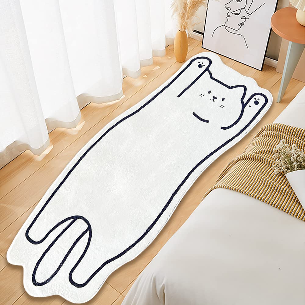 FOMAILE Cat Bathroom Rug Cute Bath Rug Floor Mat Absorbent Non-Slip Super Soft Shower Rug Cartoon Ch