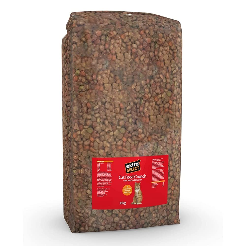 Extra Select Complete Dry Cat Food Meat Mix Cat Biscuits (Beef, Chicken, & Veg), 10kg - Nutritionally Balanced Dried Kibble for Adult & Senior Cats