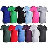 BILLIONHATS Womens T-Shirts in Bulk, Cotton Crew Neck Scoop Short Sleeve Tees Assorted Colors Bulk