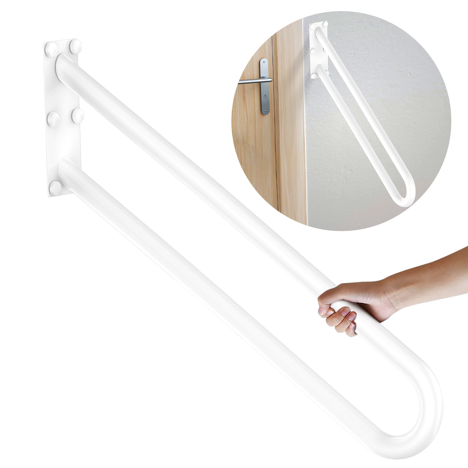 Photo 1 of 28 Inch U Shaped Handrail for 1-5 Steps - 1.25" Tube, ZUEXT Oil Rubbed White Stainless Steel Safety Grab Bar for Stairs, Wall Mounted Hand Railing for Outdoor Garage Entry Interior Exterior Stairway