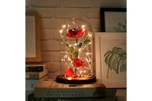 URBANSEASONS Beauty and The Beast Rose, Light Up Forever Roses Birthday Gifts for Women Mom Grandma, Red Rose Gift for Her Valentine Mothers Anniversary