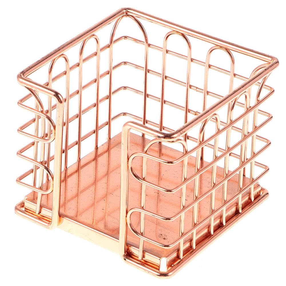 Risedot Rose Gold Color Self-Stick Note Pad Holder, Memo Note Cube Metal Holders, for Office Home Desk Supplies