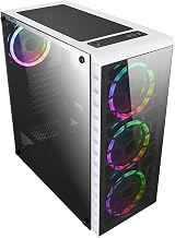 CiT Raider PC Gaming Case ATX Mid-Tower White 6 Halo Spectrum RGB Fans Tempered view 2